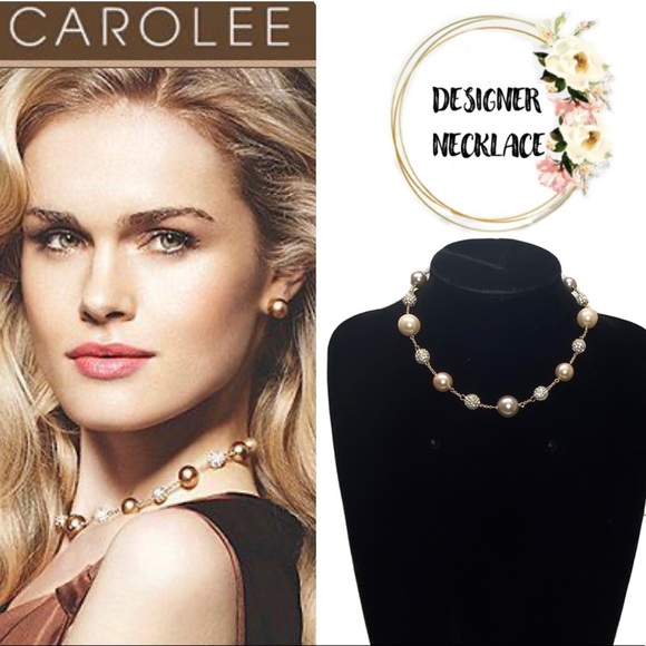 Carolee Pave Crystal & Pearl Choker Necklace - Picture 1 of 9